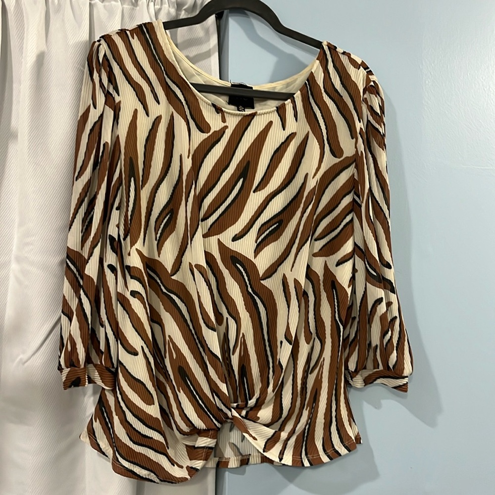 Cute brown and cream zebra striped top
